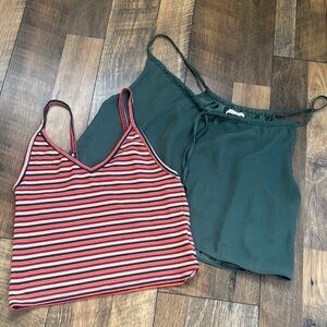 AMERICAN EAGLE l Striped Tank Top and Green Cami Set Bundle Cropped